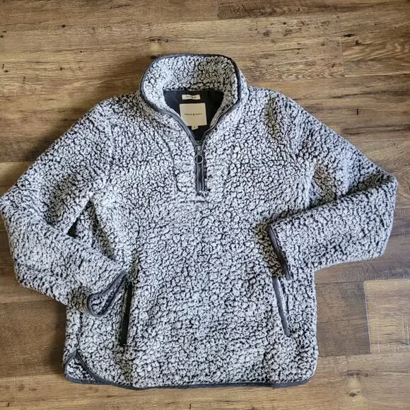 Thread and Supply Sherpa Fleece Quarter Zip Pullover Gray Womens Small - Picture 4 of 13